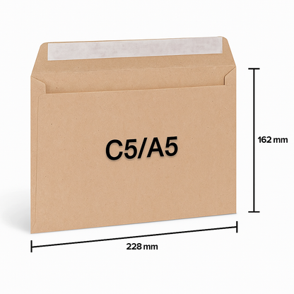 25 | C5 Manila Envelopes  Peel And Seal 70gsm Paper  228mm x 162mm