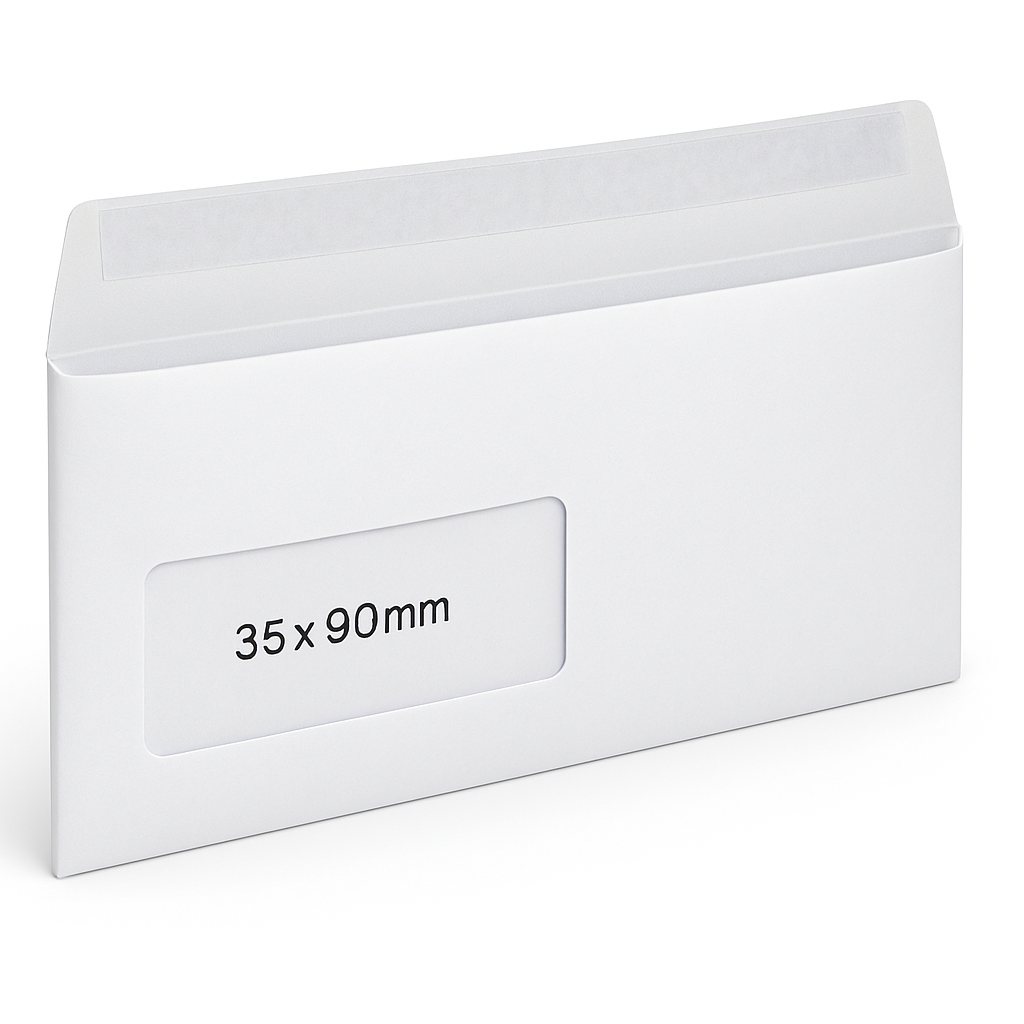 30 | DL WHITE WINDOW ENVELOPES SELF SEAL 110 x 220mm