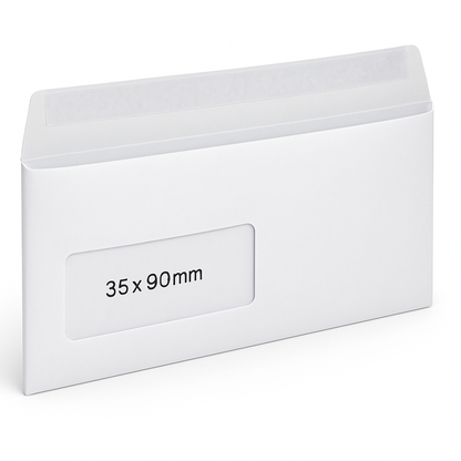 30 | DL WHITE WINDOW ENVELOPES SELF SEAL 110 x 220mm