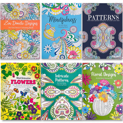 Adult Anti Stress Colouring Book Flowers Patterns Zen Doodle Mindfulness Floral
