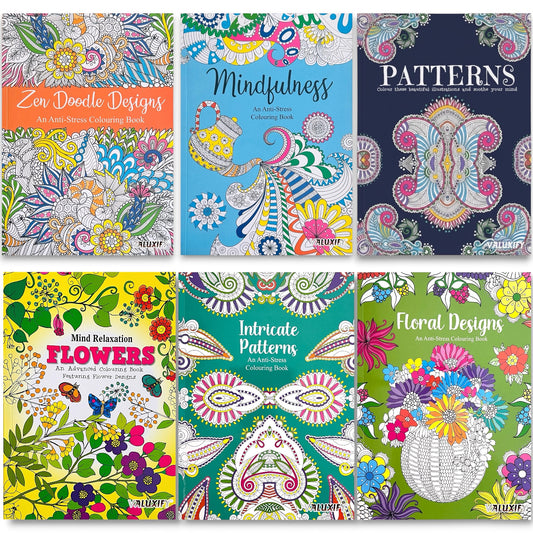 Adult Anti Stress Colouring Book Flowers Patterns Zen Doodle Mindfulness Floral