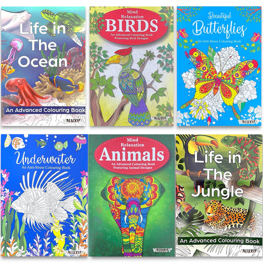 Adult Anti Stress Colouring Book Animals Birds Butterflies Jungle Ocean Colour