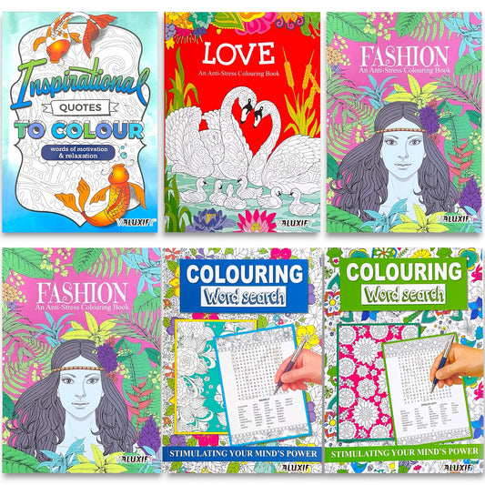 Adult Anti Stress Colouring Book Fashion Love Inspirational Quotes Word Search