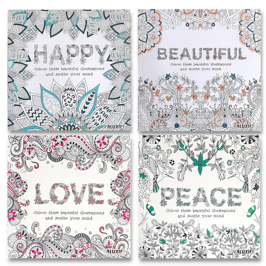 Adult Anti Stress Colouring Book Happy Love Mindfulness Tranquil Relaxing Colour