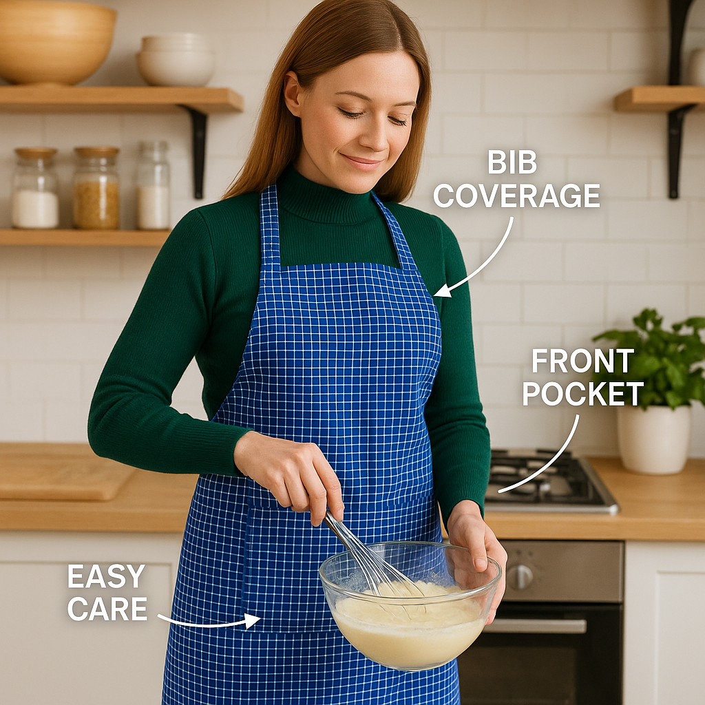 Unisex Adult Apron Blue Check