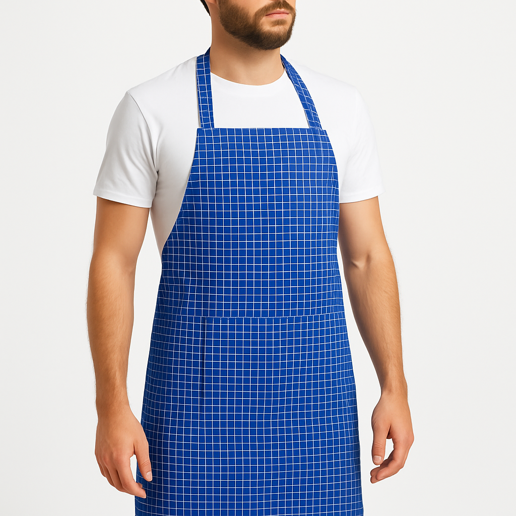 Unisex Adult Apron Blue Check