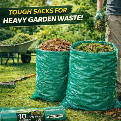 30 GARDEN WASTE SACKS BAGS STRONG LARGE HEAVY DUTY GREEN  RUBBISH BIN BAGS 80L