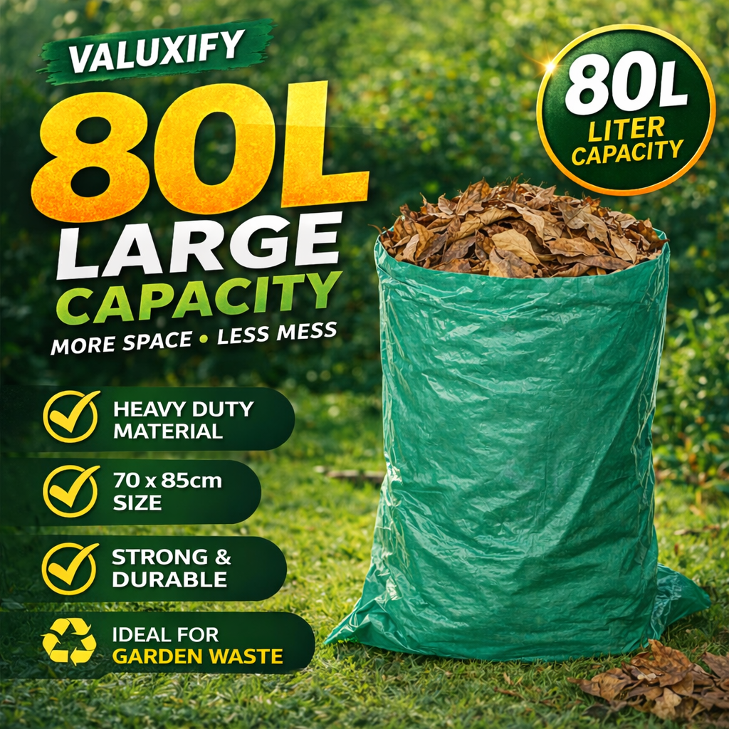 30 GARDEN WASTE SACKS BAGS STRONG LARGE HEAVY DUTY GREEN  RUBBISH BIN BAGS 80L