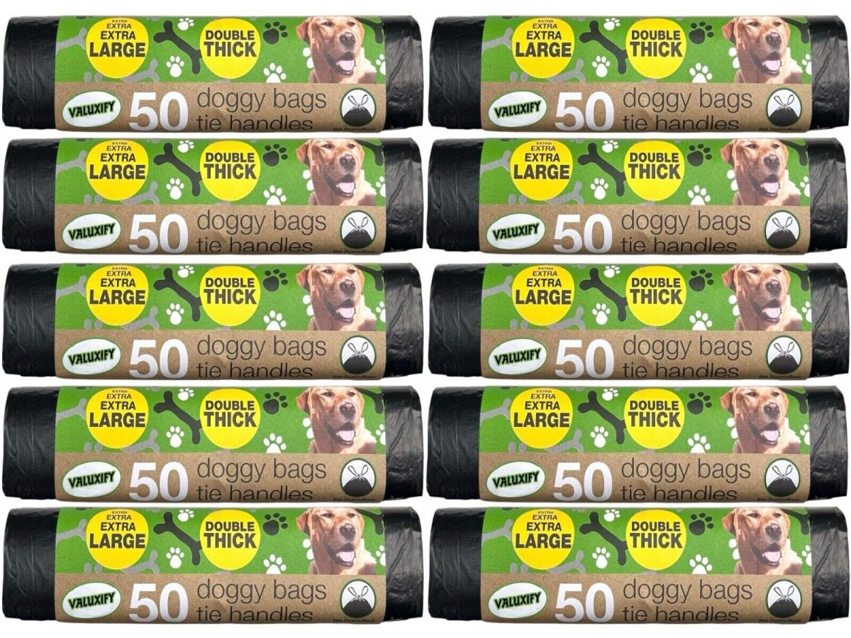 Tidzy dog poop bags 500 pack double thick extra strong with tie handles