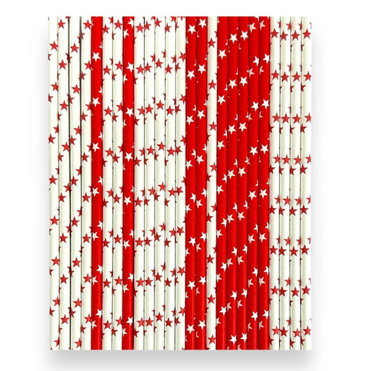 Valuxify 50x Disposable Paper Straws Stars Multicoloured Retro Pack for Parties UK Made Eco-Friendly Stylish Decorative Straws