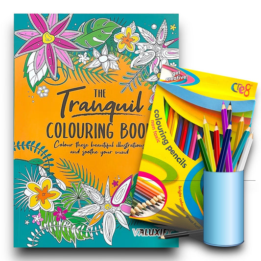 Tranquil Advance Adult COLOURING BOOK Colour Therapy Soothe Mind With Pencils
