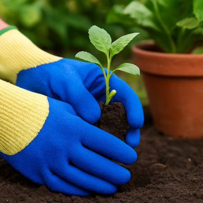 Latex Coated Garden Work Gloves Random Colour