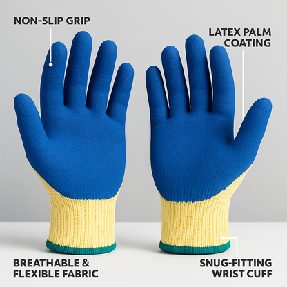 Latex Coated Garden Work Gloves Random Colour